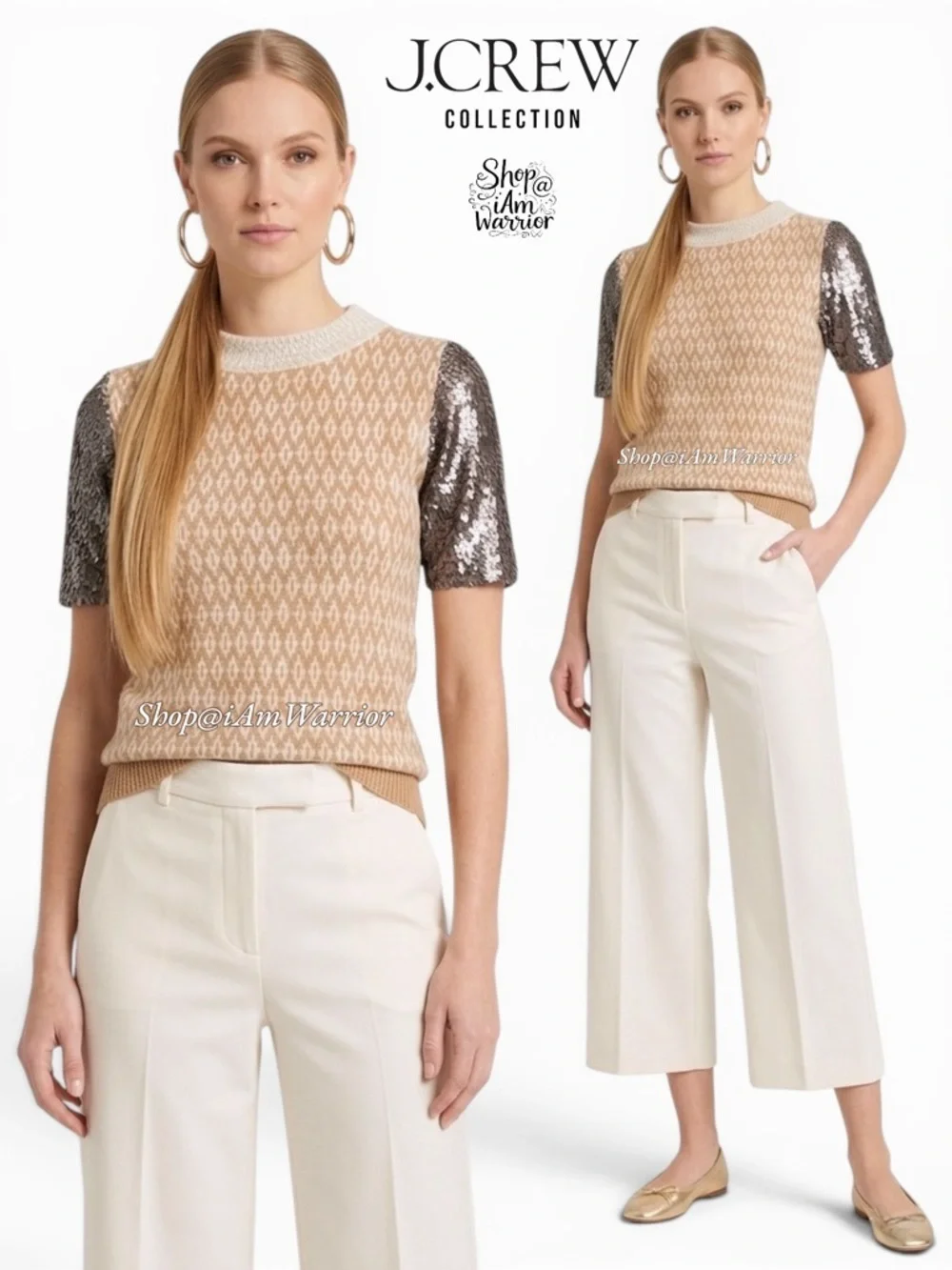 J.Crew Collection shimmer paillettes fair isle merino sweater *shop@iamwarrior